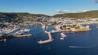 Aerial View of Bodrum Marina and Castle, Scenic Coastline of Turkey