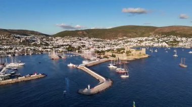 Aerial View of Bodrum Marina and Castle, Scenic Coastline of Turkey