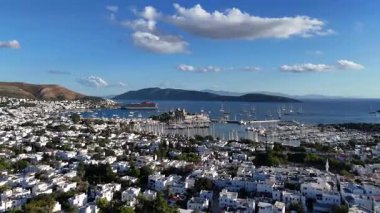 Aerial View of Bodrum Marina and Castle, Scenic Coastline of Turkey