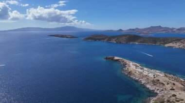 Aerial View of Bodrum Gumbet with Yachts and Clear Blue Water