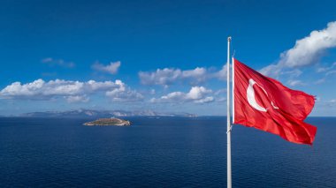 Bodrum, Ege Denizi 'nde Türk Bayrağı Dalgalanıyor