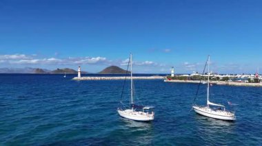 Türkiye 'nin Bodrum kentindeki Turgutreis Marina Manzarası