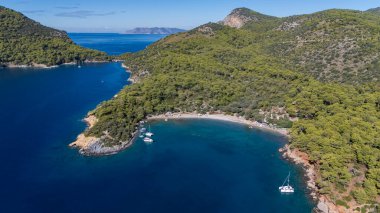 Aerial View of Gemile Island and Bay in Fethiye, Turkey