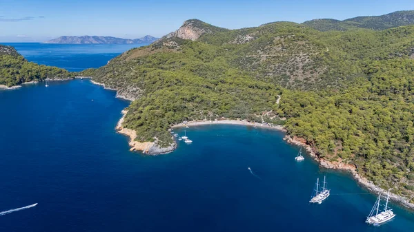 Aerial View of Gemile Island and Bay in Fethiye, Turkey