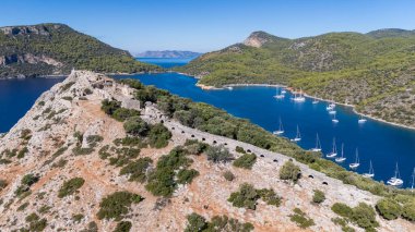 Aerial View of Gemile Island and Bay in Fethiye, Turkey