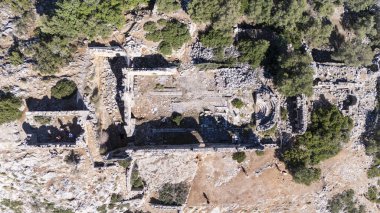 Aerial View of Gemile Island and Bay in Fethiye, Turkey