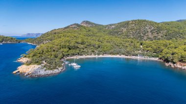 Aerial View of Gemile Island and Bay in Fethiye, Turkey