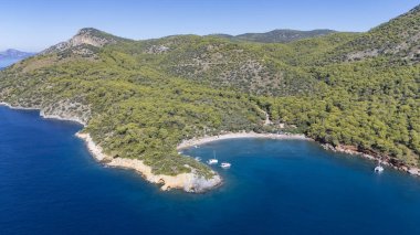 Aerial View of Gemile Island and Bay in Fethiye, Turkey