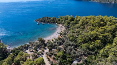 Aerial View of Gemile Island and Bay in Fethiye, Turkey