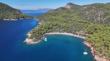 Aerial View of Gemile Island and Bay in Fethiye, Turkey