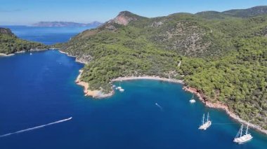Aerial View of Gemile Island and Bay in Fethiye, Turkey