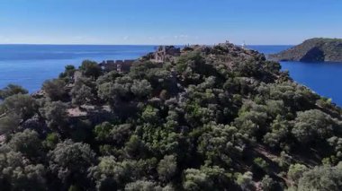 Aerial View of Gemile Island and Bay in Fethiye, Turkey