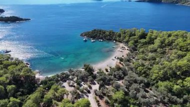 Aerial View of Gemile Island and Bay in Fethiye, Turkey
