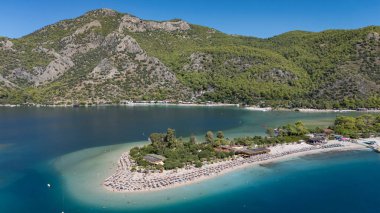 Aerial view of the famous Blue Lagoon beach in Oludeniz, Fethiye, Turkey