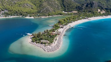 Aerial view of the famous Blue Lagoon beach in Oludeniz, Fethiye, Turkey