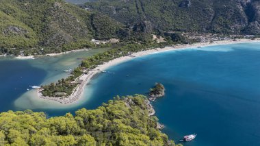 Aerial view of the famous Blue Lagoon beach in Oludeniz, Fethiye, Turkey