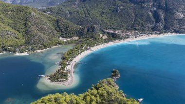 Aerial view of the famous Blue Lagoon beach in Oludeniz, Fethiye, Turkey