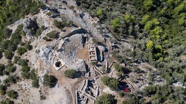 Ancient Amos Theater Overlooking the Aegean Sea in Marmaris, Turkey