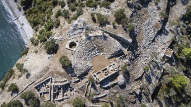 Ancient Amos Theater Overlooking the Aegean Sea in Marmaris, Turkey