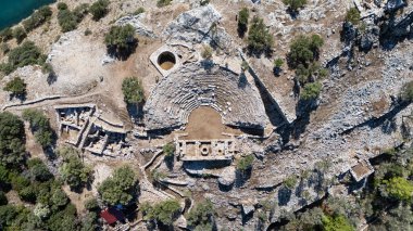 Ancient Amos Theater Overlooking the Aegean Sea in Marmaris, Turkey