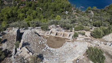 Ancient Amos Theater Overlooking the Aegean Sea in Marmaris, Turkey