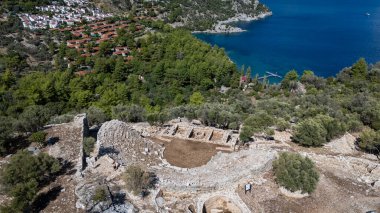 Ancient Amos Theater Overlooking the Aegean Sea in Marmaris, Turkey