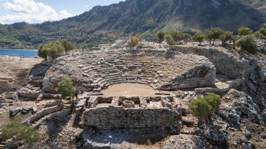 Ancient Amos Theater Overlooking the Aegean Sea in Marmaris, Turkey