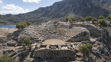 Ancient Amos Theater Overlooking the Aegean Sea in Marmaris, Turkey