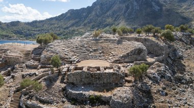 Ancient Amos Theater Overlooking the Aegean Sea in Marmaris, Turkey