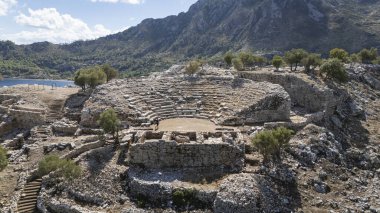 Ancient Amos Theater Overlooking the Aegean Sea in Marmaris, Turkey