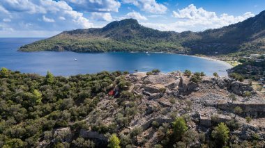 Ancient Amos Theater Overlooking the Aegean Sea in Marmaris, Turkey