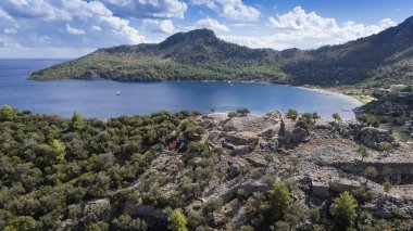 Ancient Amos Theater Overlooking the Aegean Sea in Marmaris, Turkey