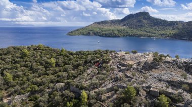 Ancient Amos Theater Overlooking the Aegean Sea in Marmaris, Turkey