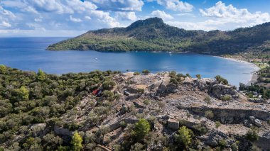 Ancient Amos Theater Overlooking the Aegean Sea in Marmaris, Turkey