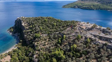 Ancient Amos Theater Overlooking the Aegean Sea in Marmaris, Turkey