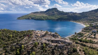 Ancient Amos Theater Overlooking the Aegean Sea in Marmaris, Turkey