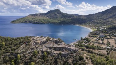 Ancient Amos Theater Overlooking the Aegean Sea in Marmaris, Turkey