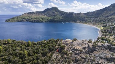 Ancient Amos Theater Overlooking the Aegean Sea in Marmaris, Turkey