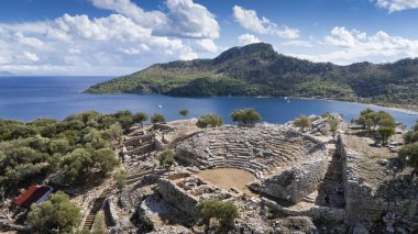 Ancient Amos Theater Overlooking the Aegean Sea in Marmaris, Turkey