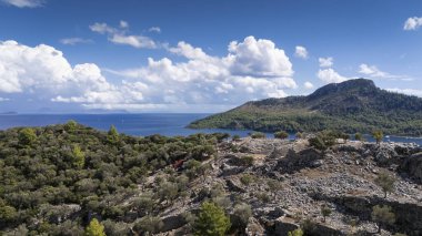 Ancient Amos Theater Overlooking the Aegean Sea in Marmaris, Turkey