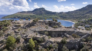 Ancient Amos Theater Overlooking the Aegean Sea in Marmaris, Turkey