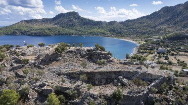 Ancient Amos Theater Overlooking the Aegean Sea in Marmaris, Turkey