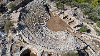 Ancient Amos Theater Overlooking the Aegean Sea in Marmaris, Turkey