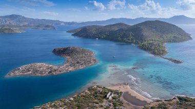 Aerial View of Bozburun Harbor and Sailboats in Marmaris, Turkey