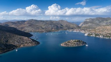 Aerial View of Bozburun Harbor and Sailboats in Marmaris, Turkey
