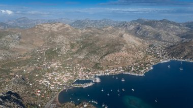 Aerial View of Bozburun Harbor and Sailboats in Marmaris, Turkey