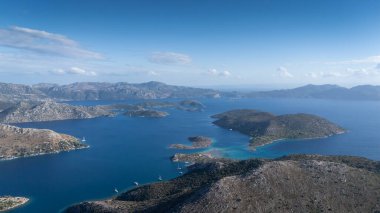 Aerial View of Bozburun Harbor and Sailboats in Marmaris, Turkey