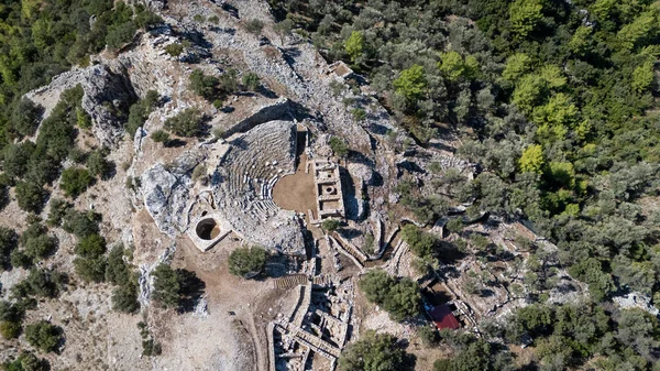 Ancient Amos Theater Overlooking the Aegean Sea in Marmaris, Turkey