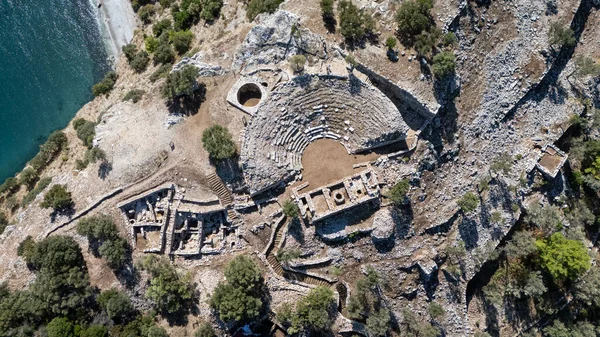 Ancient Amos Theater Overlooking the Aegean Sea in Marmaris, Turkey