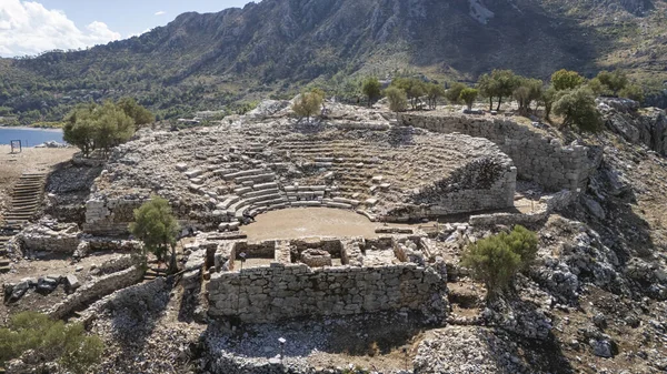 Ancient Amos Theater Overlooking the Aegean Sea in Marmaris, Turkey